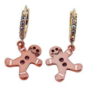 Betsey Johnson Gingerbread Man Huggie Hoop Earrings. 2044
